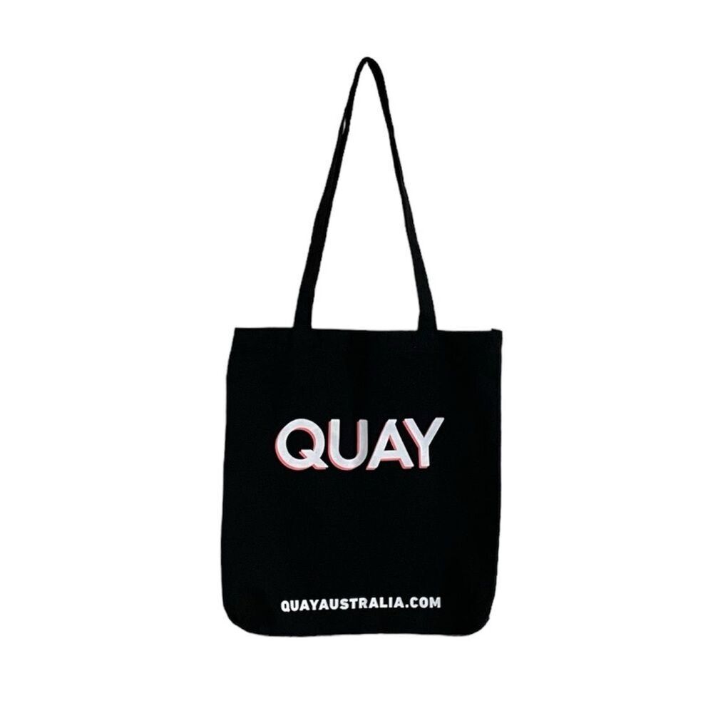 Quay Australia Express Your Selfie Black Canvas Tote Bag